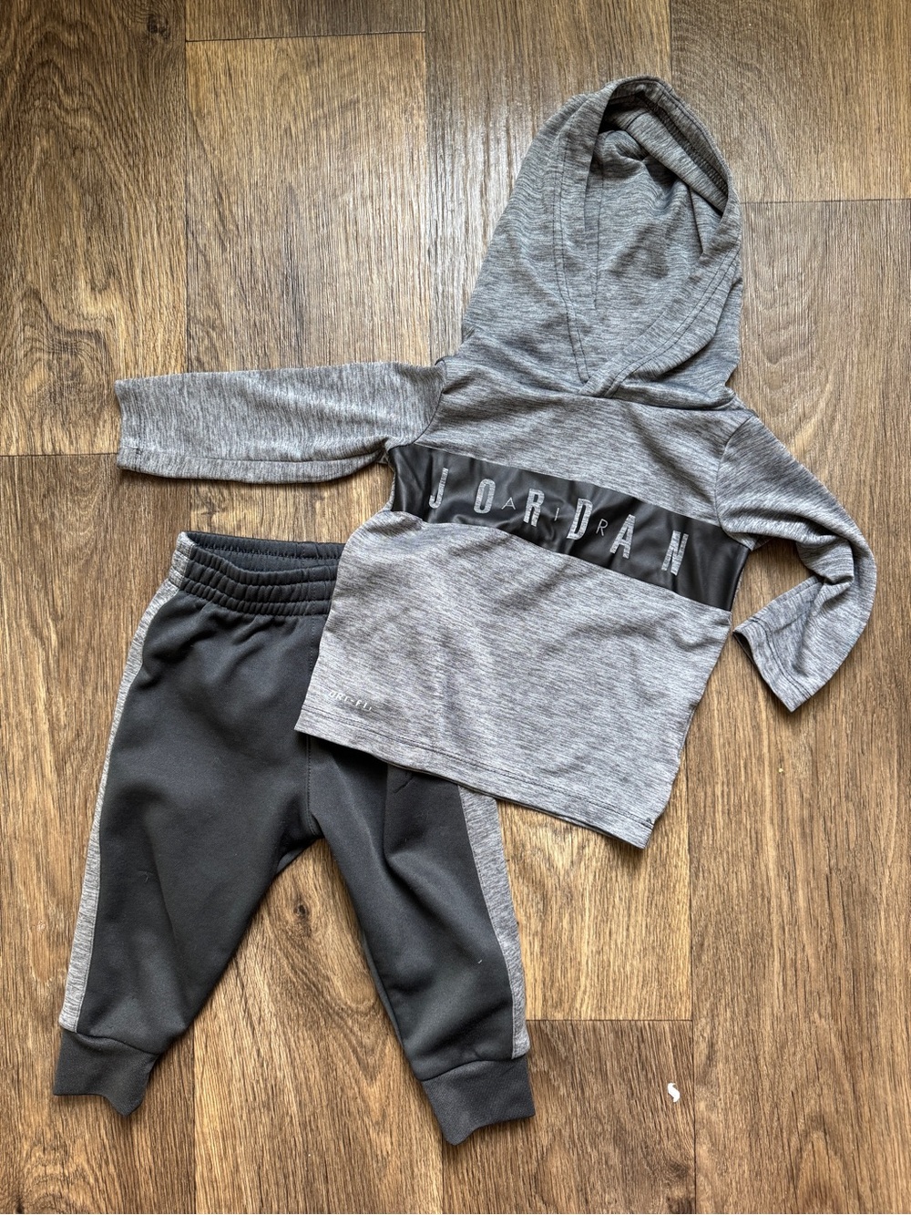 Jordan Gray and Black Hoodie & Jogger Set for Kids